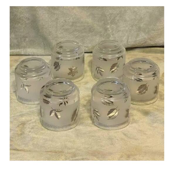 Vintage Libbey Frosted Silver Leaf Foilage Set of (6) 8oz Rocks Glasses - Picture 2 of 6